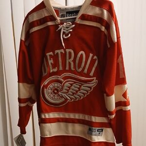 Reebok Detroit Red and Cream Hockey Jersey